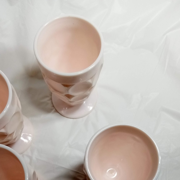 Set of 4 Jeannette Glass Shell Pink Milk Glass Juice Glasses 6oz - Picture 2 of 7